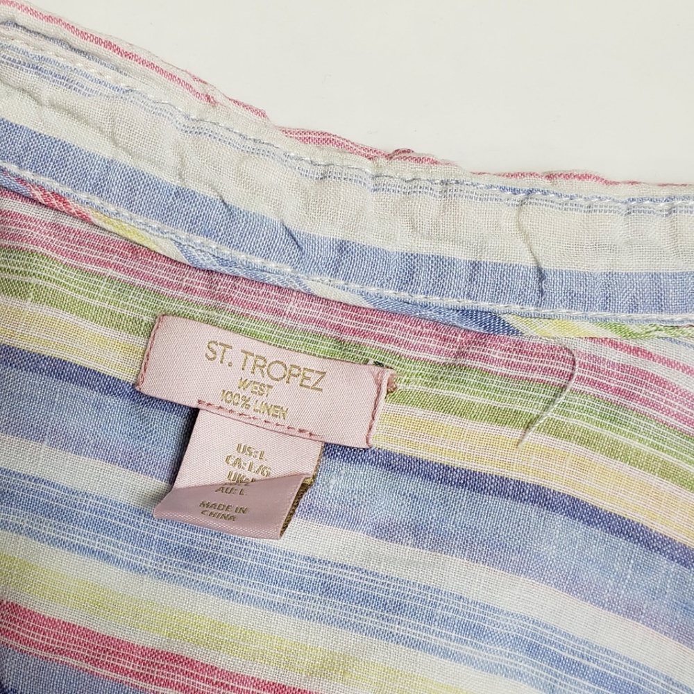 St Tropez Striped Linen Button Down - image 4